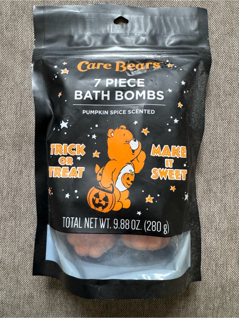 New Care Bears 7 Piece Pumpkin Spice Halloween Bath Bomb Set